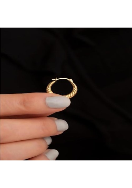 14 Ayar Altın Orta Boy Midye Halkalı Tekli Küpe modelleri
