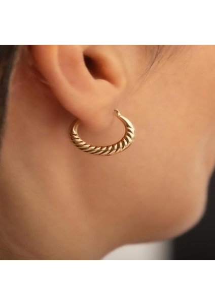 14 Ayar Altın Orta Boy Midye Halkalı Tekli Küpe fırsatları