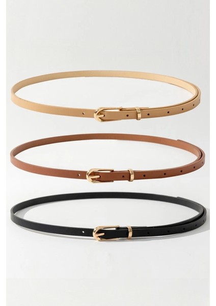 Kadın 3'lü Gold Tokalı Metal Köprülü Pantolon, Gömlek, Ceket, Elbise, Kazak Kemeri fiyatları