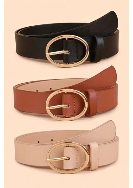 Kadın 2'li Gold Tokalı Pantolon, Gömlek, Ceket, Elbise, Kazak Kemeri