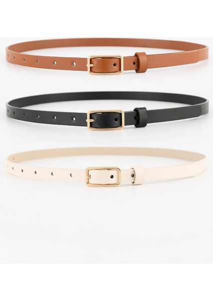 Kadın 3'lü Gold Kare Tokalı Pantolon, Gömlek, Ceket, Elbise, Kazak Kemeri 2 cm fiyatları