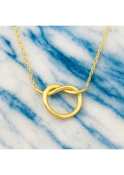 14 Ayar Altın Kalp Aşk Düğümü Kolye modelleri