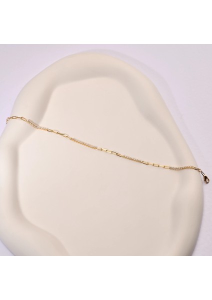14 Ayar Altın Minimal Ataç Zincir Bileklik, Ince ve Zarif Kadın Bilekliği