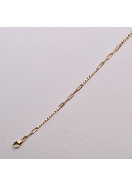 14 Ayar Altın Minimal Ataç Zincir Bileklik, Ince ve Zarif Kadın Bilekliği fırsatları