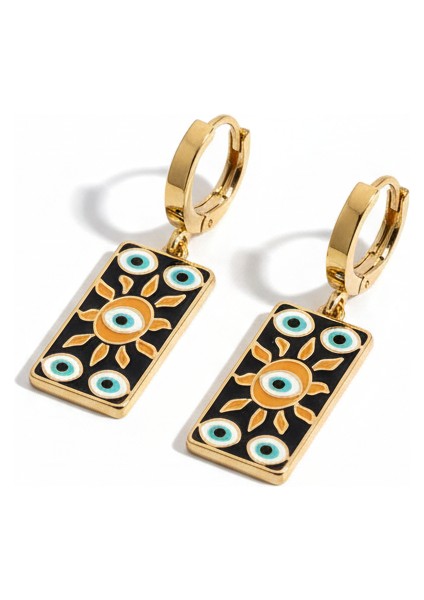 Göz Ay Detay Tarot Vintage Çelik Küpe