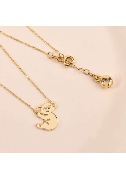 14 Ayar Altın Minik Koala Kolye, Sevimli Ayı ve Hayvan Figürlü Takı