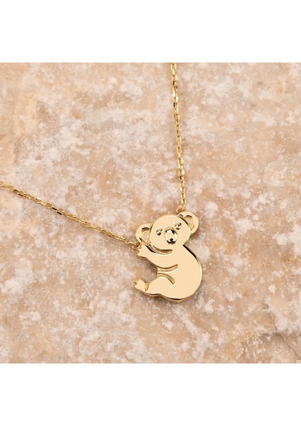 14 Ayar Altın Minik Koala Kolye, Sevimli Ayı ve Hayvan Figürlü Takı