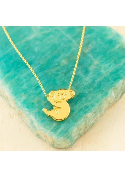 14 Ayar Altın Minik Koala Kolye, Sevimli Ayı ve Hayvan Figürlü Takı