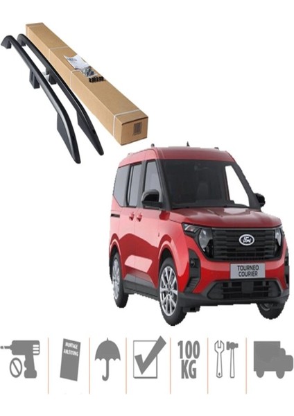 Roal Tunıng 2024 ve Üzeri Uyumlu Ford Courier Tavan Çıtası Siyah modelleri