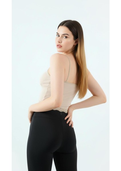 Crop Askılı Dantelli Çıkarılabilir Pedli Büstiyer Bluz indirimleri