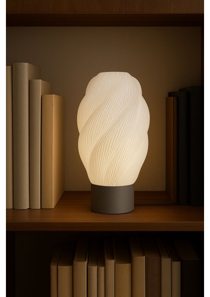 Modern Spiral Desenli LED Gece Lambası 14X24 – Pla Plastik Çevre Dostu, Enerji Tasarruflu Dekoratif Masa ve Komodin Lambası modelleri