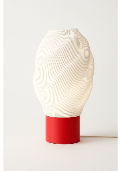 Modern Spiral Desenli LED Gece Lambası 14X24 – Pla Plastik Çevre Dostu, Enerji Tasarruflu Dekoratif Masa ve Komodin Lambası