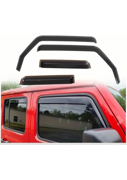 Roal Tunıng Jeep Wrangler Rubicon 2007-2018 4 Kapı Cam Rüzgarlık – Piano Black Abs Tuning Aksesuar (Roal Tuning)