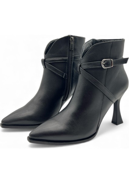 Flare Sivri Burun Ince Ökçe Siyah Hakiki Deri Kadın Bot fırsatları