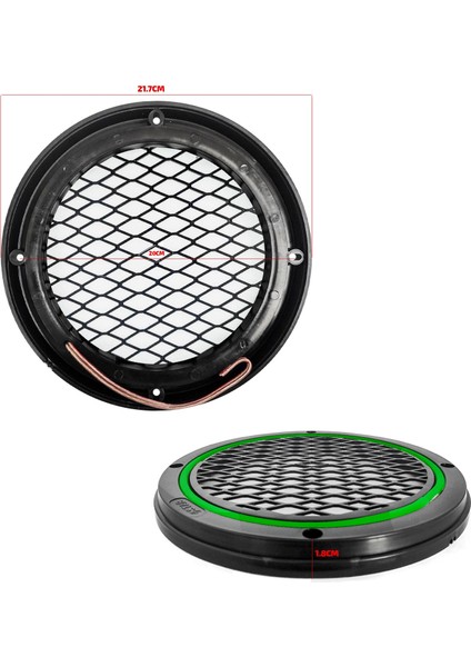 Midrange Kapağı Neon Ledli 20CM Fosfor Yeşil 2 Adet