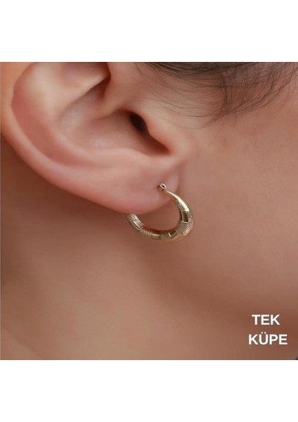 14 Ayar Altın Orta Boy Heleni Tekli Küpe