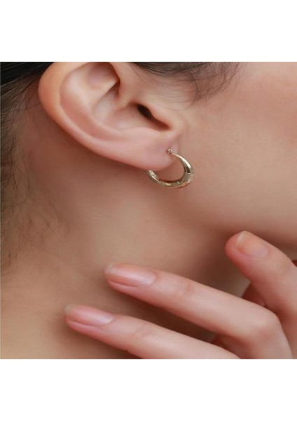 14 Ayar Altın Orta Boy Heleni Tekli Küpe modelleri