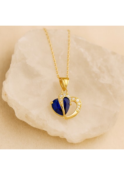 14 Ayar Altın Kalp Kesim Doğum Taşı Kolye – Kişiye Özel Renkli Taş Tasarımı modelleri