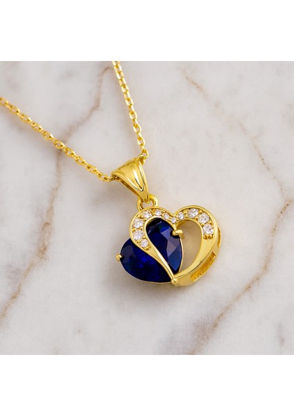14 Ayar Altın Kalp Kesim Doğum Taşı Kolye – Kişiye Özel Renkli Taş Tasarımı fırsatları