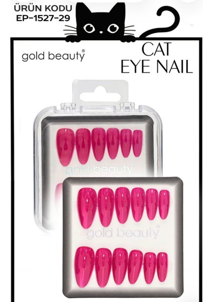 Kedi Gözü Takma Tırnak Fuşya Pembe