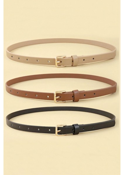 Kadın 3'lü Gold Kare Tokalı Pantolon, Gömlek, Ceket, Elbise, Kazak Kemeri 2 cm fiyatları