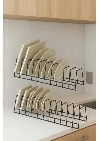 Yeni Model Siyah Tezgah Üstü Tabaklık | Tencere Kapak Düzenleyicisi | 10 Bölmeli ( 1 Adet ) modelleri