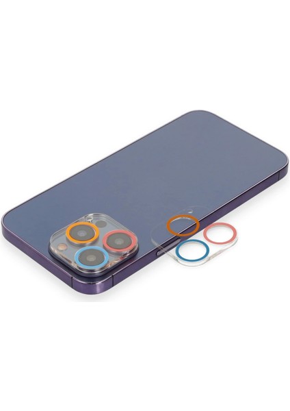 Bfs iPhone 12 Pro Renkli Kamera Lens Koruma Cam - Pembe-Mavi