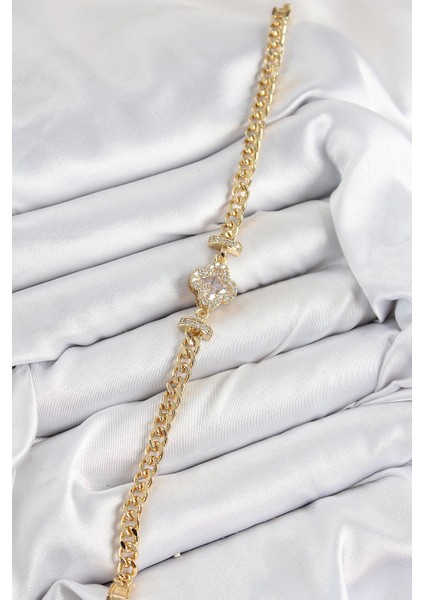 Bfs Pirinç Zirkon Taşlı Yonca Model Gold Renk Kadın Bileklik fiyatları