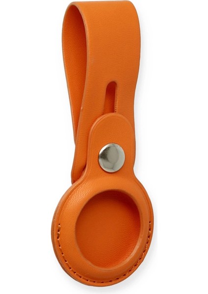 Airtag Askılı Deri Kılıf - Turuncu