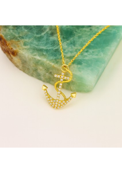 14 Ayar Altın Çapa Kolye, Deniz ve Özgürlük Temalı Zarif Kolye