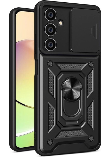 Samsung Galaxy A05S Kılıf Pars Lens Yüzüklü Silikon - Siyah