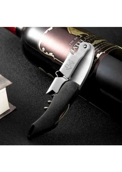 Tirbuşon Siyah Saplı Paslanmaz Çelik