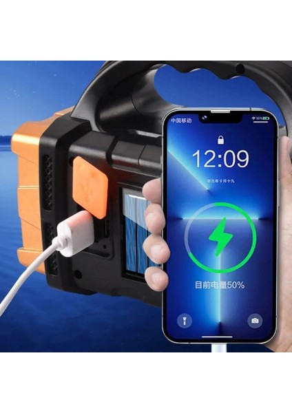 Solar ve USB Şarjlı LED + Cob El Feneri | 1500 Mah Şarjlı Taşınabilir Çalışma Işığı–s fırsatları