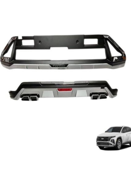 Roal Tunıng Hyundai Tucson Ön ve Arka Tampon Difüzör Koruma 2024+UYUMLU