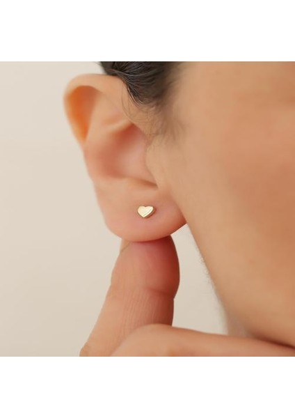 14 Ayar Altın Minimal Tekli Kalp Küpe fiyatları