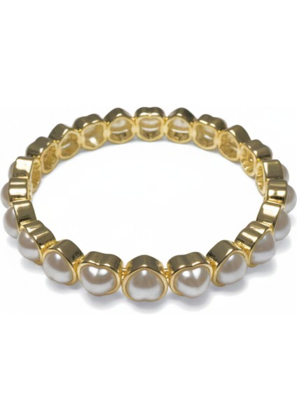 Çelik Kalp Inci Bileklik Altın Rengi Kararmaz Şık Kadın Takı