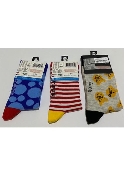 3’lü Renkli Desenli Çorap Seti – Looney Tunes & Pooh Temalı | Kadın – Rahat Pamuklu modelleri