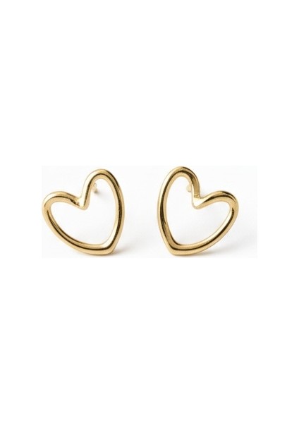 Çelik Kalp Küpe Altın Rengi Minimalist Kararmaz Kadın Takı