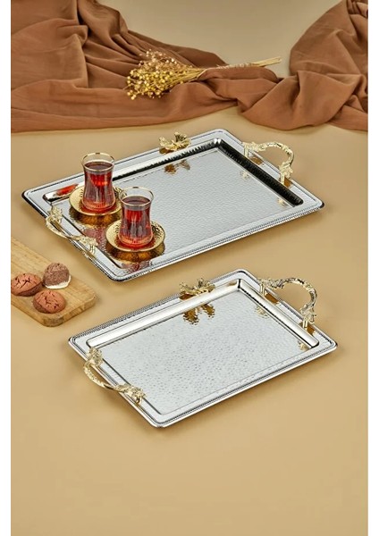 💎 Cooker Gümüş 2'li Dikdörtgen Tepsi Seti – Zarafet ve Dayanıklılığın Buluşması!