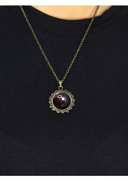 Doğal Taş Akik Doğal Taşlı Desenli Otantik Kadın Kolye 45 cm Zincirli EUK28A modelleri