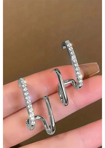 Kadın Gümüş Zirkon Tasarım Küpe fiyatları