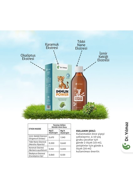 Immunpower Bitkisel Şurup + Gıda + Kekik Ekstresi