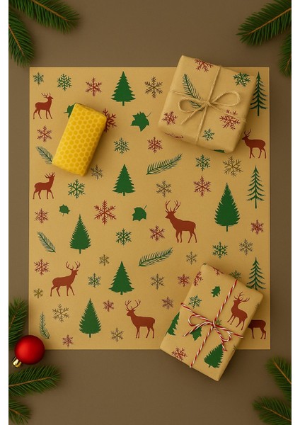 40 Adet Renkli Hediye Kağıdı Yılbaşı Desenli Kutu ve Ambalaj Kağıdı 25X35 fiyatları