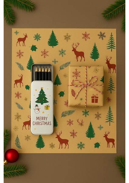 40 Adet Renkli Hediye Kağıdı Yılbaşı Desenli Kutu ve Ambalaj Kağıdı 25X35 modelleri