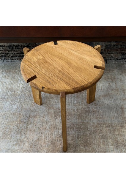 Masif Meşe İskandinav İkili Zigon Sehpa - Üst Üste Geçebilir - Portatif - Sökülüp-Takılabilen Ayak 38x38x42cm modelleri