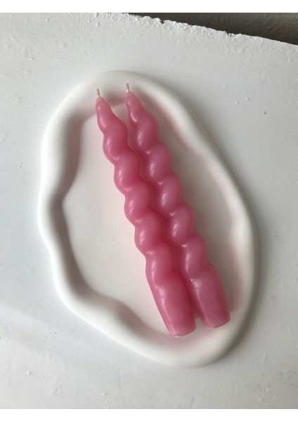 2'li Gül Kurusu Burgulu Spiral Şamdan Mum - Dekoratif Renkli Mum fiyatları