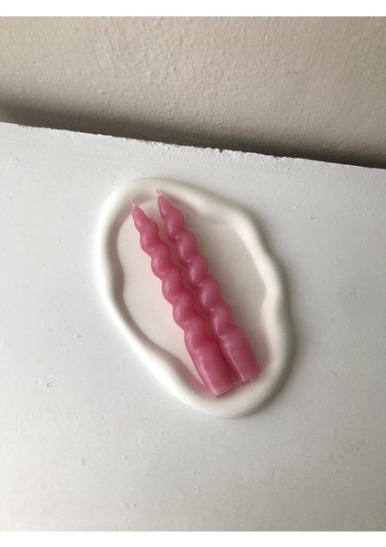 2'li Gül Kurusu Burgulu Spiral Şamdan Mum - Dekoratif Renkli Mum modelleri