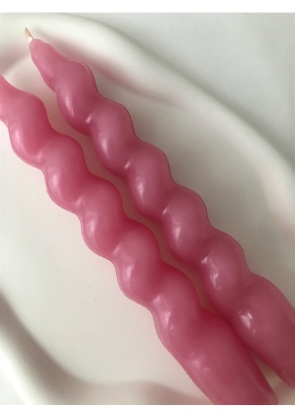 2'li Gül Kurusu Burgulu Spiral Şamdan Mum - Dekoratif Renkli Mum fırsatları