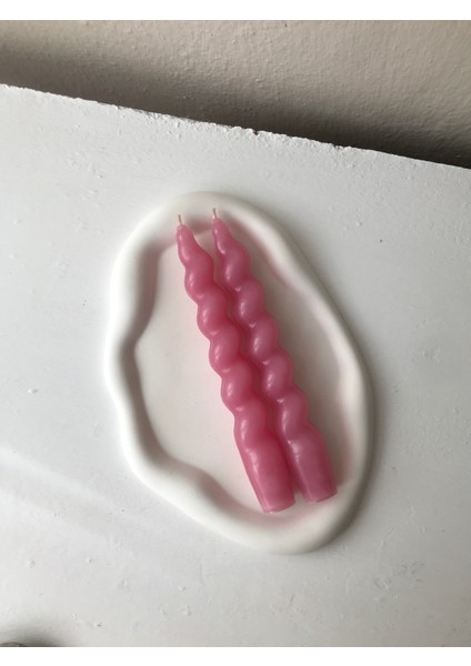 2'li Gül Kurusu Burgulu Spiral Şamdan Mum - Dekoratif Renkli Mum indirimleri