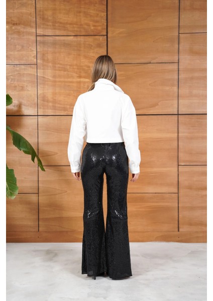 Leopar Pul Payetli Cep Detaylı Kısa Gömlek indirimleri